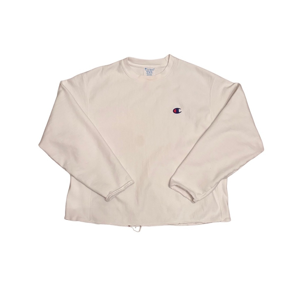 Champion Cropped White Long Sleeve Sweater